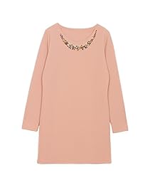 Round Neck  Beaded  Polyester Long Sleeves Tunic/Mini Dress  With Rhinestones and Pearls