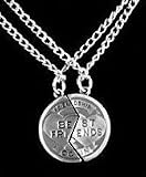 Best Friends Coin Necklace - 2 pendants with 2 chains. BFF - Best Friends 2-piece (Break Apart Best Friend Charm) Silver Tone Charm Two 20 Necklace. Best friends jewelry (BFF) - Friendship Design: Best Friends Forever engraved on best friends necklace pendants.