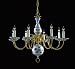Historical Brass Italian Hand Painted Chandelier with Delf Pattern Finish: Pewter