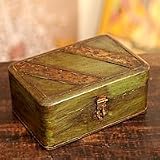 NOVICA Wood and brass box, 'Jaipur Jade'