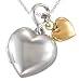 Sterling Silver & 14K Yellow LOCKET THAT HOLDS 2 PICTURES AND A 14KY HEART DANGLE WITH 18
