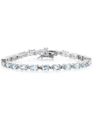 14k White Gold Diamond and Aquamarine Bracelet