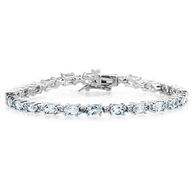 14k White Gold Diamond and Aquamarine Bracelet by Szul
