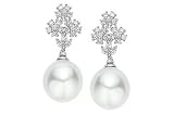 1 3/8 Carat Diamond and 12-13mm South Sea Pearl 18K White Gold Earrings