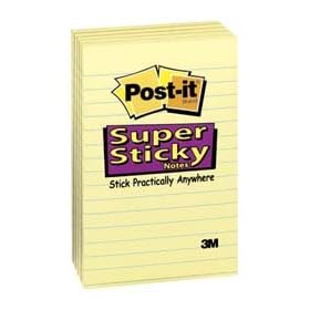 3M 660 4x6" Yellow 5/pk Supersticky Lined Notepad
