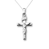 Sterling Silver Children's Polished Crucifix Cross Pendant, 15