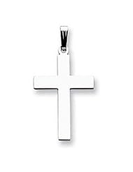 14k White Gold Cross Charm Pendant 39mmx20.8mm