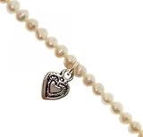 Childrens Sterling Silver Dangle Heart Pearl Bracelet