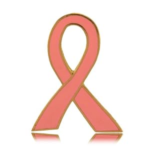 14K Yellow Gold Pink Ribbon Pin With Enamel by 