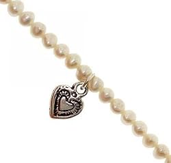 Freshwater Pearl Dangling Heart Childrens Bracelet in Sterling Silver