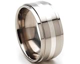 New 10mm Titanium Ring, Sterling Silver Inlay, Free Jewelry Sizing 4-17!