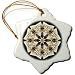 Black Diamond Flower - 3 Inch Snowflake Porcelain Ornament
