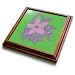 Pink Hawaiian Flower On A Green Background - 8x8 Trivet With 6x6 Ceramic Tile