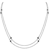 14K White Gold Blue Sapphire & Diamond Necklace