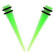 No Piercing Required - High Quality Green Acrylic Fake Tapers - Imitation 2G with Rubber Bands - Very Strong Magnets - Sold as a Pair