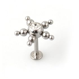 16g Steel Labret with Clear Stone