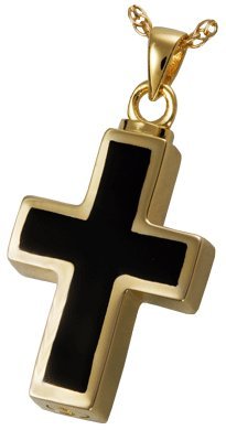 Cremation Jewelry: Black Inlay Cross