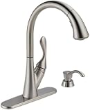 Delta Ashton 19922-SSSD-DST Single Handle Pull-Down Kitchen Faucet with Soap Dispenser, Stainless
