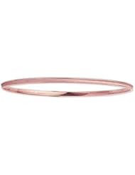 8" 14K Rose Gold 3.15mm (1/8") Round Square Tube w/ Texture Top Stackable Bangle Bracelet