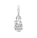 Platinum Plated 925 Sterling Silver Buddha Charm With 925 Sterling Silver Chain (16