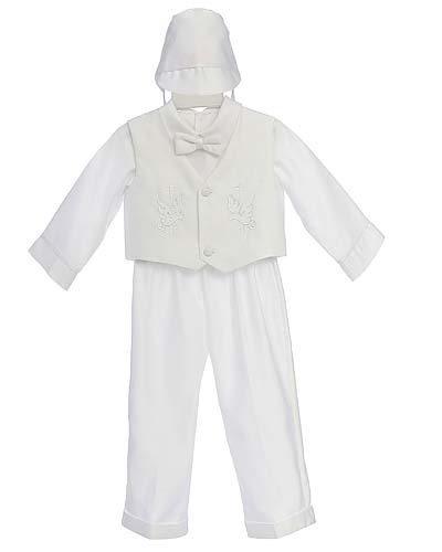White Christening Baby Boy Long Tuxedo Suit, Special occasion suit
