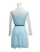 Allegra K Ladies Long Sleeves Splicing Full Lined Belted Dress Light Blue XL