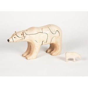 Wooden 3-D Puzzle - Polar Bear with Baby Polar Bear Inside, Maple by 