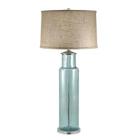 Recycled Glass Lamp w Cylindrical Base (Blue Glass)