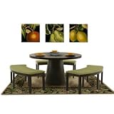 Diamond Sofa 53-Inch Round Dining Table with Three Curved Benches