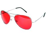 Red Classic 51mm Color Aviator Sunglasses Chrome Frame