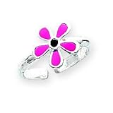 Sterling Silver Pink Enameled Floral Toe Ring