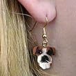 Boxer - Dog Figurine Jewelry - Natural Ears Boxer - Hook Earrings