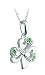 Sterling Silver and Synthetic Emerald Shamrock Pendant Necklace - Made in Ireland
