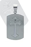 Shiny Cross Dog Tag Stainless Steel Pendant with Matte Background