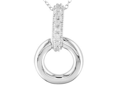Click here for .12CTW DIAMOND PLATINUM OVER STERLING SILVER PENDA... prices