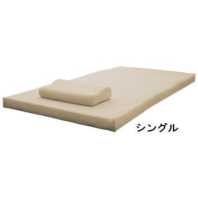 【送料無料】 竹炭入り 8cm厚 メッシュ 低反発 マットレス ＆ 低反発 枕 セット●シングル ・ベージュ