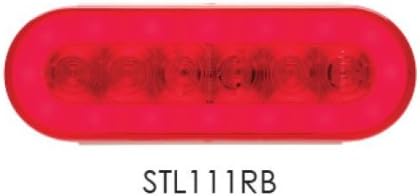 6" Oval GloLight LED Stop/Turn/Tail Light, 22 Super Diode with Grommet and PL3 connector - Red
