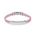 Eve's Addiction Ladies Pink Leather Band Stainless Steel ID Bracelet