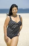 Dots One Piece Plus Size Tie Front Tank Swimsuit by Longitude - Women's Swimwear Plus Size Swimsuits