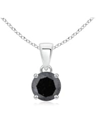 1.3 ct Round Enhanced Black Diamond Solitaire Pendant Necklace