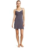 Calvin Klein Womens Essentials With Satin Sleep V-neck Convertible Sleep Chemise, Charcoal, Medium