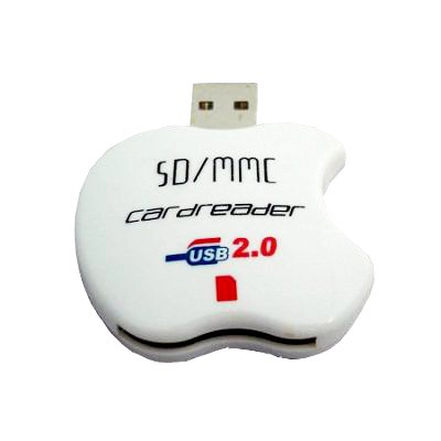 USB2.0 Mini SD SD-ultra SDC MMC HS-MMC RS-MMC T-Flash Card Reader/writer w/ LED (white Apple)