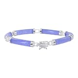 Sterling Silver Chinese Purple Jade Good Luck Tube Bracelet with Fold-over Clasp