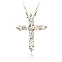Vermeil (24k Gold over Sterling Silver) Diamond cubic zirconia cross cz Pendant