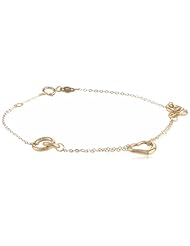 14K Yellow Gold Heart Bracelet, 7.25"