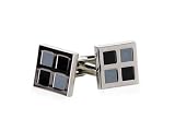 Stylish Black and Gray Enamel Silver Square Cufflinks with
Presentation Box
