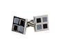 Stylish Black and Gray Enamel Silver Square Cufflinks with Gift Box