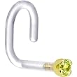 18 Gauge 1/4" Yellow Gold 1.5mm Genuine Peridot Bioplast Nose Ring