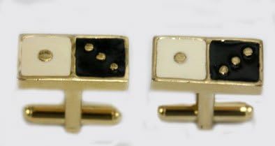 gold tone Black White Dice Cufflink Set Men's Suit Links