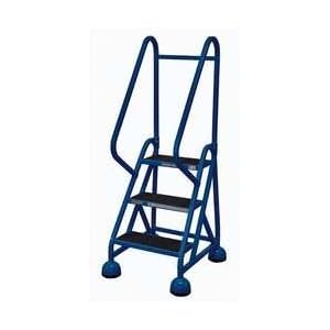 Rolling Ladder,3 Step,blue,w/handrails – APPROVED VENDOR
